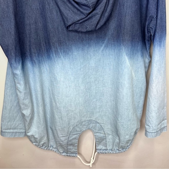 Angela Mara Blue Ombré Sequin Lightweight Hooded Jacket Size Small - Picture 8 of 11